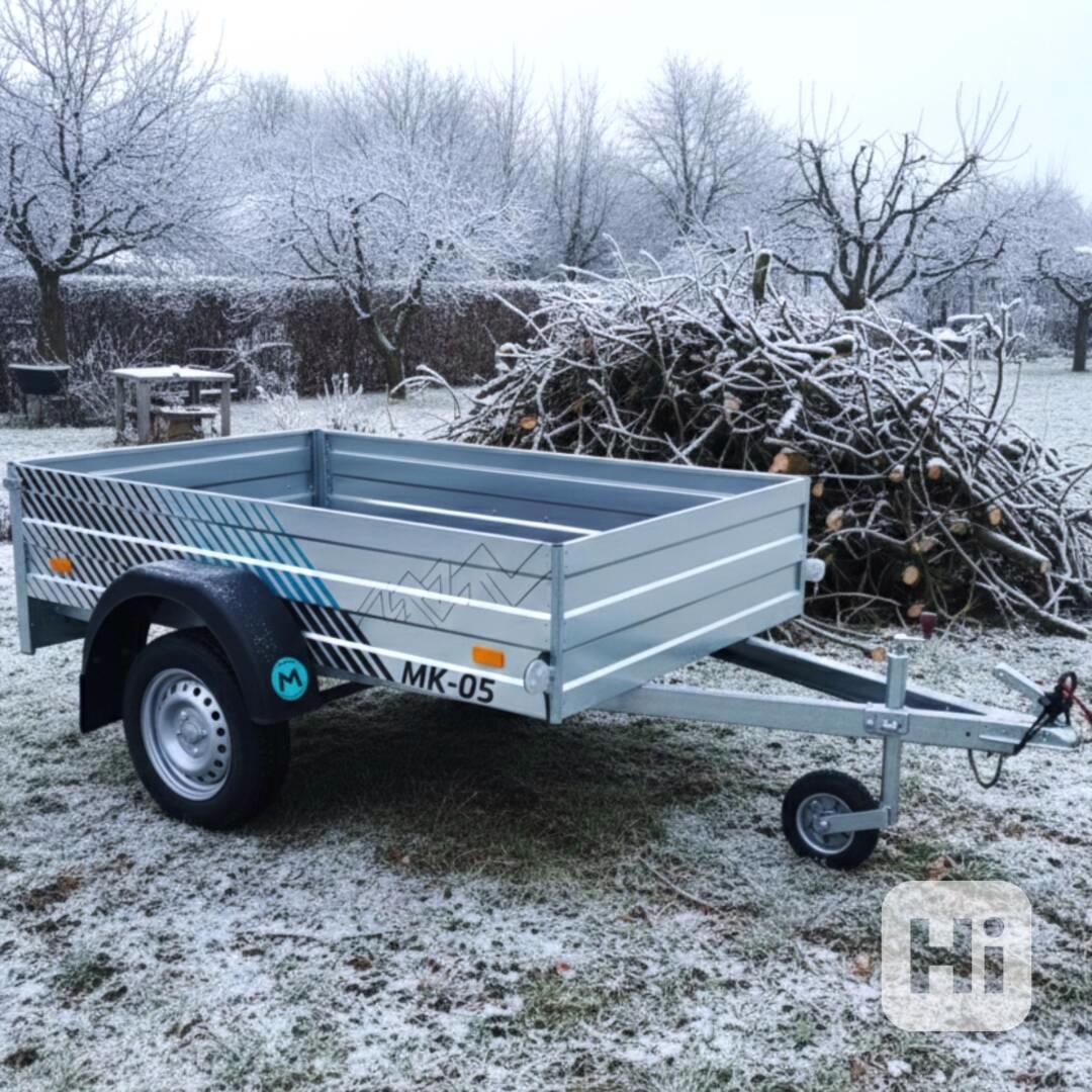 Nový přívěsný vozík 2,06m x 1,26m, vysoké bočnice 40cm, DPH - foto 1