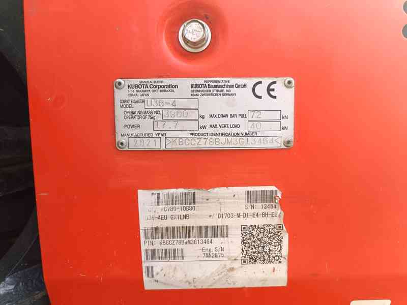 Minibagr Kubota U 36-4 r.v.2021 - foto 5