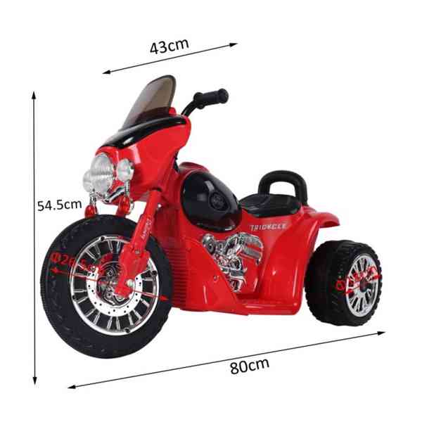 Dětská elektrická motorka Harley, červená - foto 2