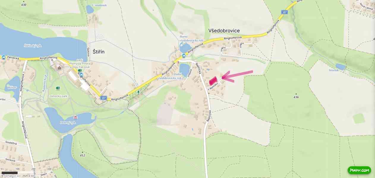 Prodej stavebního pozemku 1.001 m² Všedobrovice (Štiřín), IS - foto 5