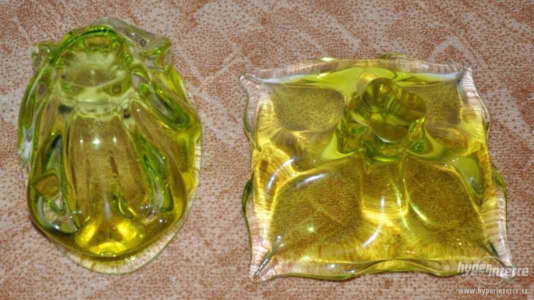2dílná sada žlutého hutního skla - foto 4