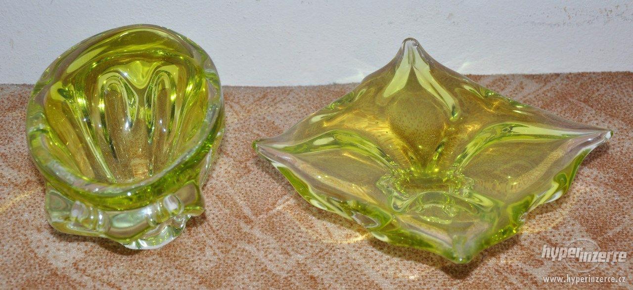 2dílná sada žlutého hutního skla - foto 6