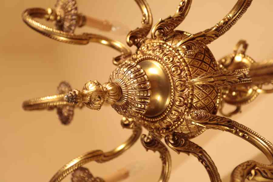 Zlatý bronzový lustr Klasicistní 10 žárovek - foto 3