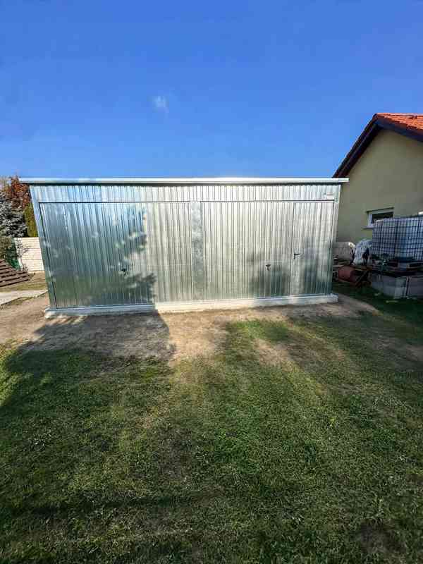 Plechova garáž 6x6m - 2x výklopná vrata 2x okno dveře TS859 - foto 3