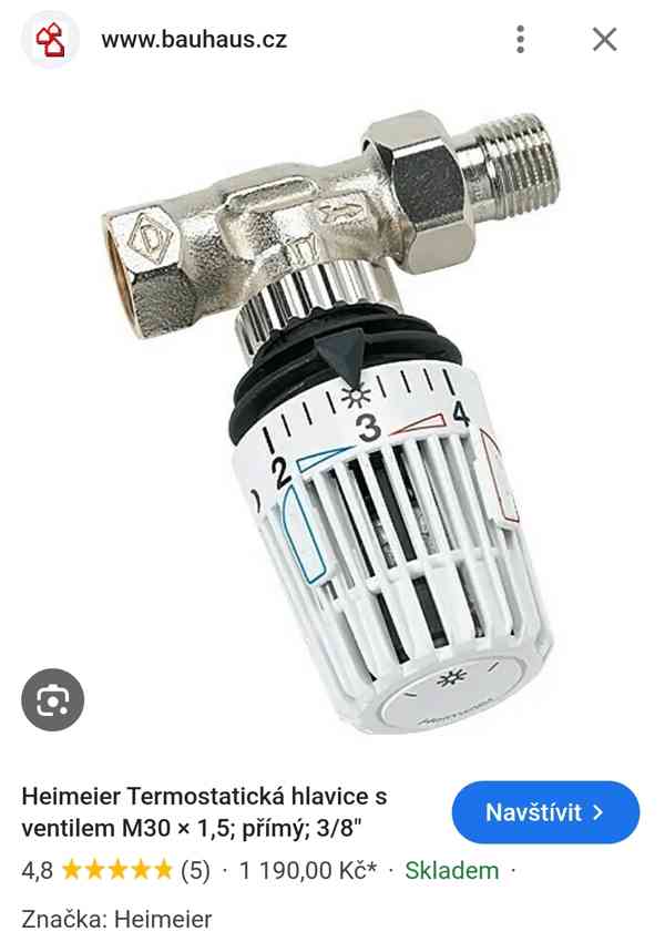 Heimeier Termostatická hlavice s ventilem M30 × 1,5 - foto 5