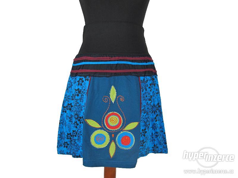 krátká nepálská sukně ornament modrá (L/XL) - foto 1