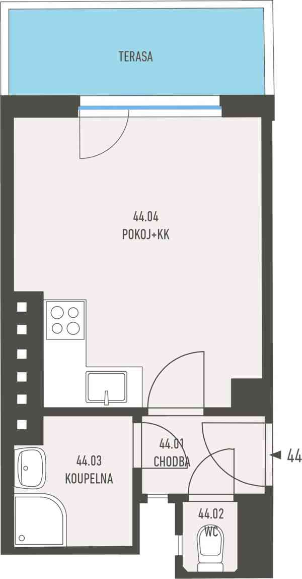 Prodej 1+kk,  27,1 m2, terasa 4,6 m2, 4.NP, Praha 4 Michle - foto 3