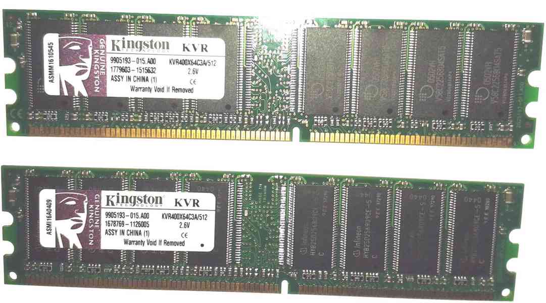 dva kusy paměti Kingston KVR400X64C3A/512 - foto 2