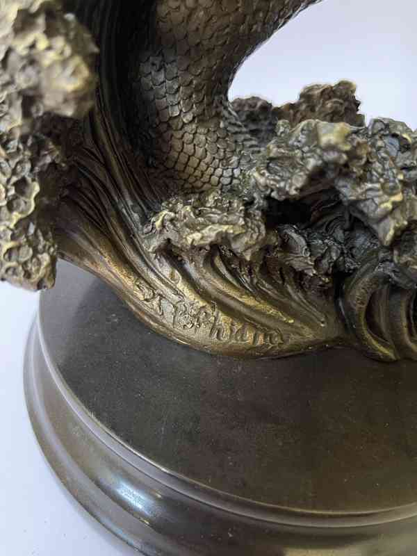Poseidon - bronzová socha na mramorovém podstavci - foto 7