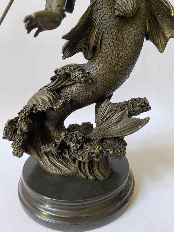 Poseidon - bronzová socha na mramorovém podstavci - foto 6