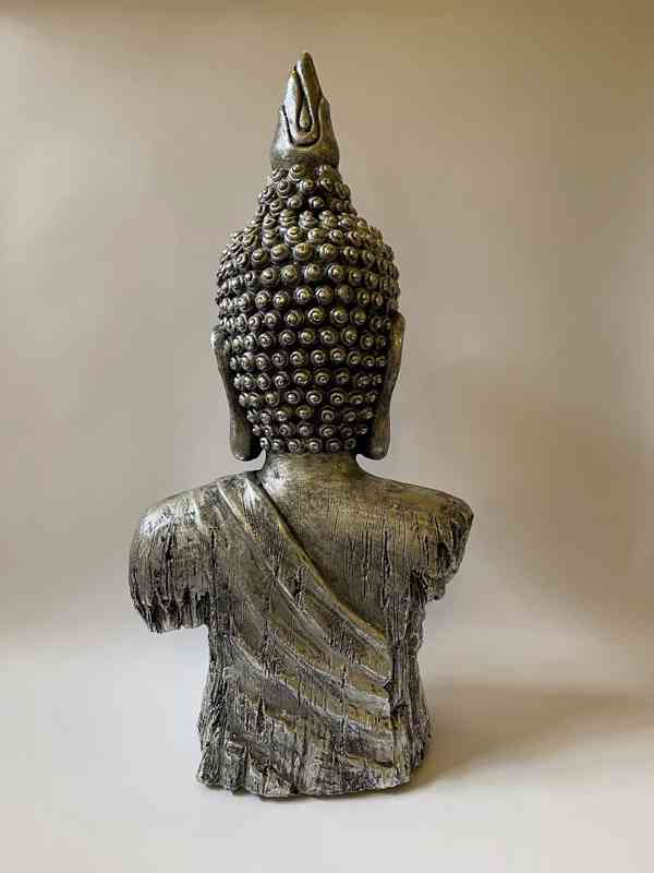 Buddha - velká stříbrná socha - foto 4