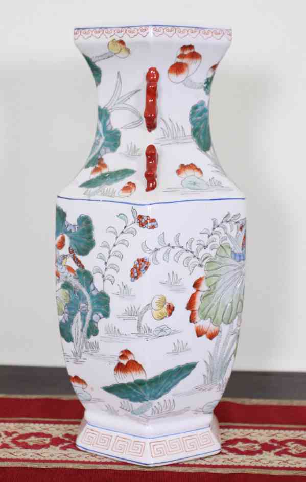 Ručně malovaná čínská váza hexagon - foto 4