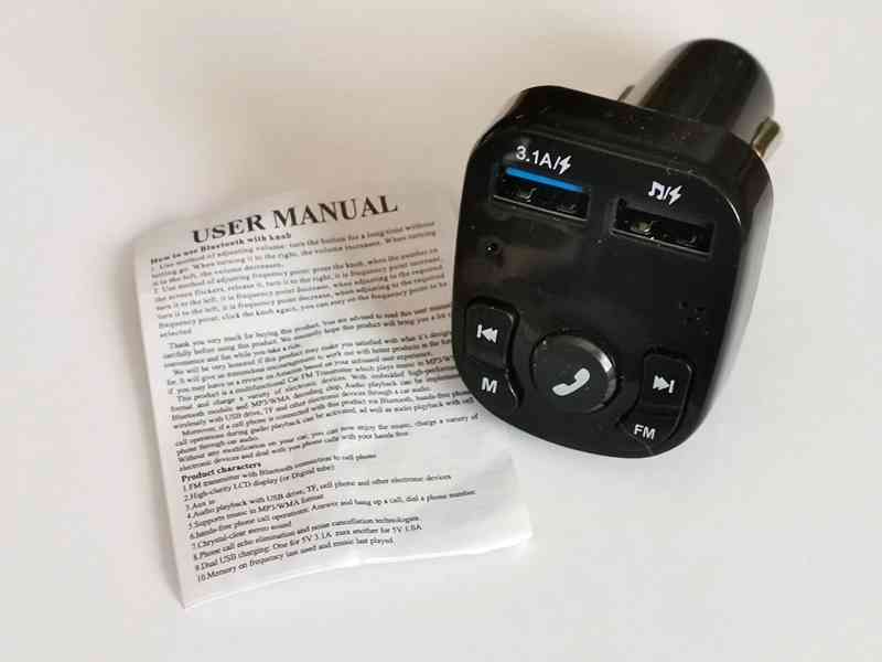 Auto USB nabíječka s Bluetooth FM transmitterem a LCD - foto 2