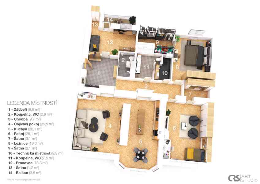 Prodej nadstandardního bytu 4+kk, 156 m2 v centru Ostravy - foto 3