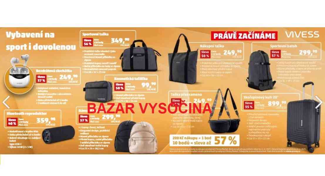 10x karta Penny body, bodíky - batoh, kufr, taška, sluchátka