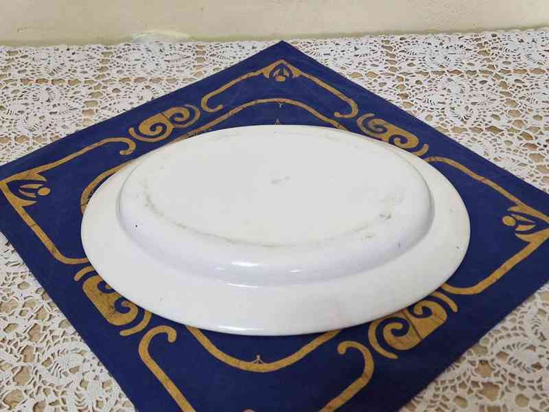 Krásný velmi starý malovaný kameninový Tác Podnos Dalovice - foto 5