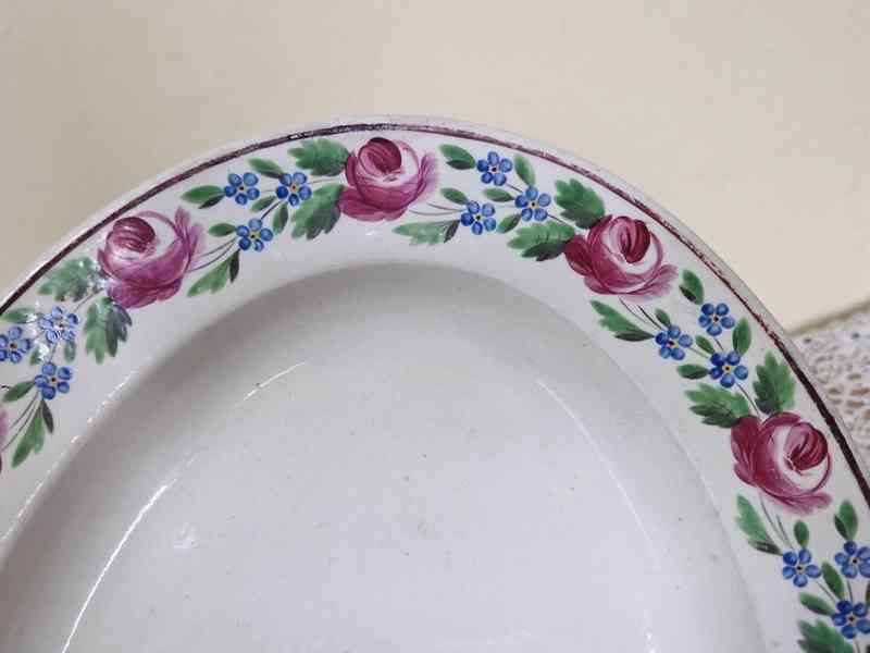 Krásný velmi starý malovaný kameninový Tác Podnos Dalovice - foto 3