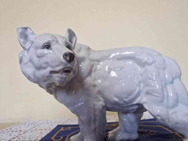 Vzácná masivní soška Medvěd Grizzly Horní Slavkov 1932 - foto 5