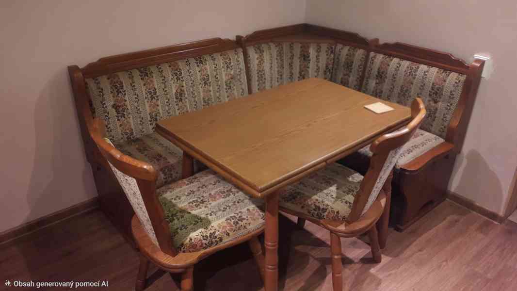 Selská rohová lavice s úložným prostorem + 2 židle - foto 3