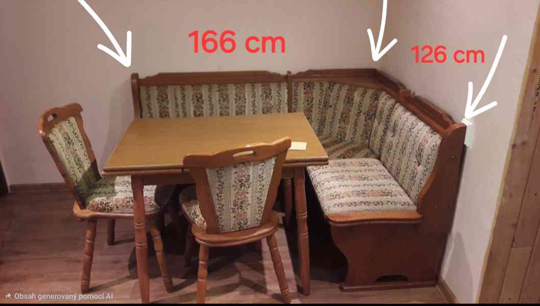 Selská rohová lavice s úložným prostorem + 2 židle - foto 2