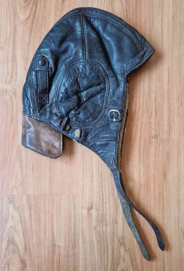 Kožená kukla německého pilota Luftwaffe - válečný kus - foto 3