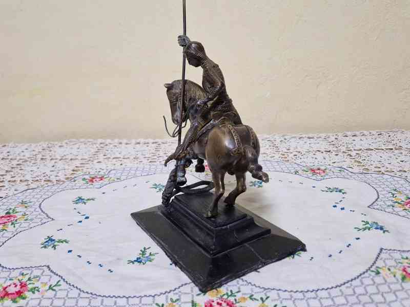 Bronzová velmi stará Socha Jezdec Svatý Jiří na Koni a Drak - foto 7