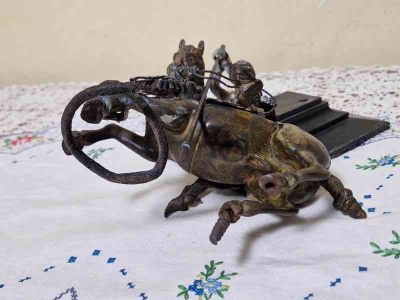 Bronzová velmi stará Socha Jezdec Svatý Jiří na Koni a Drak - foto 11