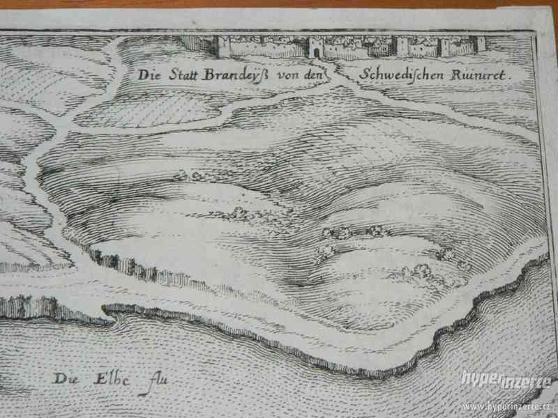 Brandýs nad Labem, rytina z roku 1650, originál - foto 4