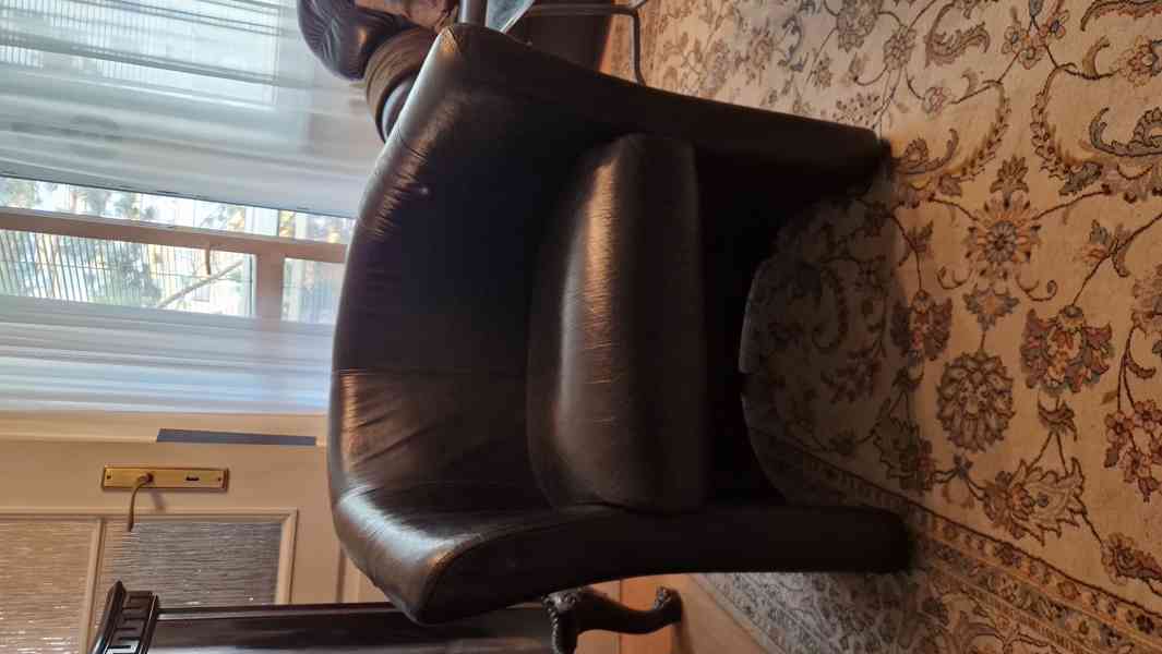 Křeslo kožené černé - foto 3