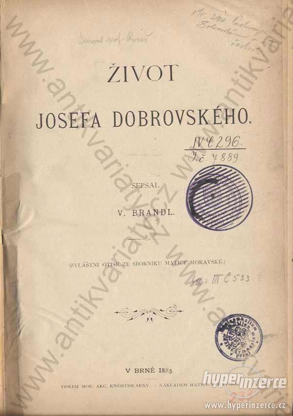 Život Josefa Dobrovodského V. Brandl 1883 - foto 1