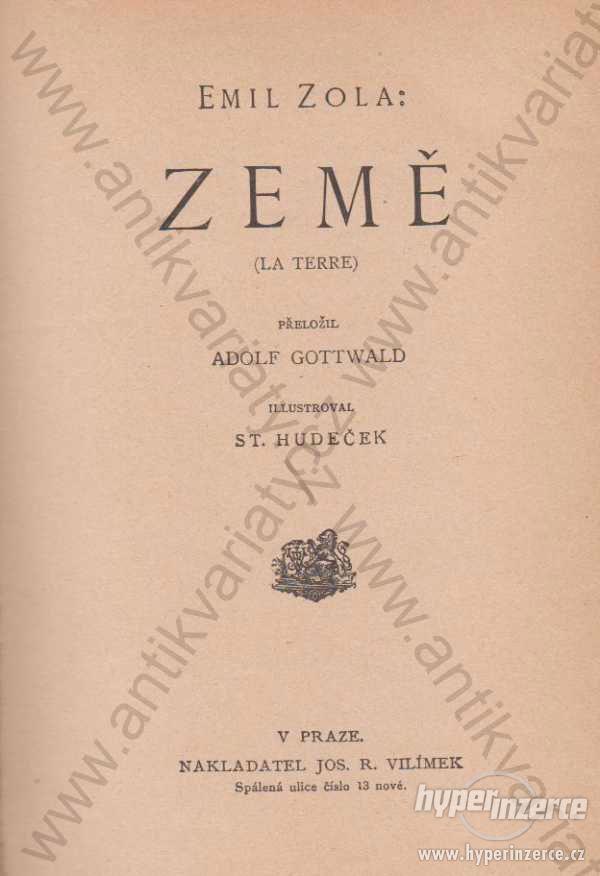 Země Emile Zola St. Hudeček zač. 20. století - foto 1