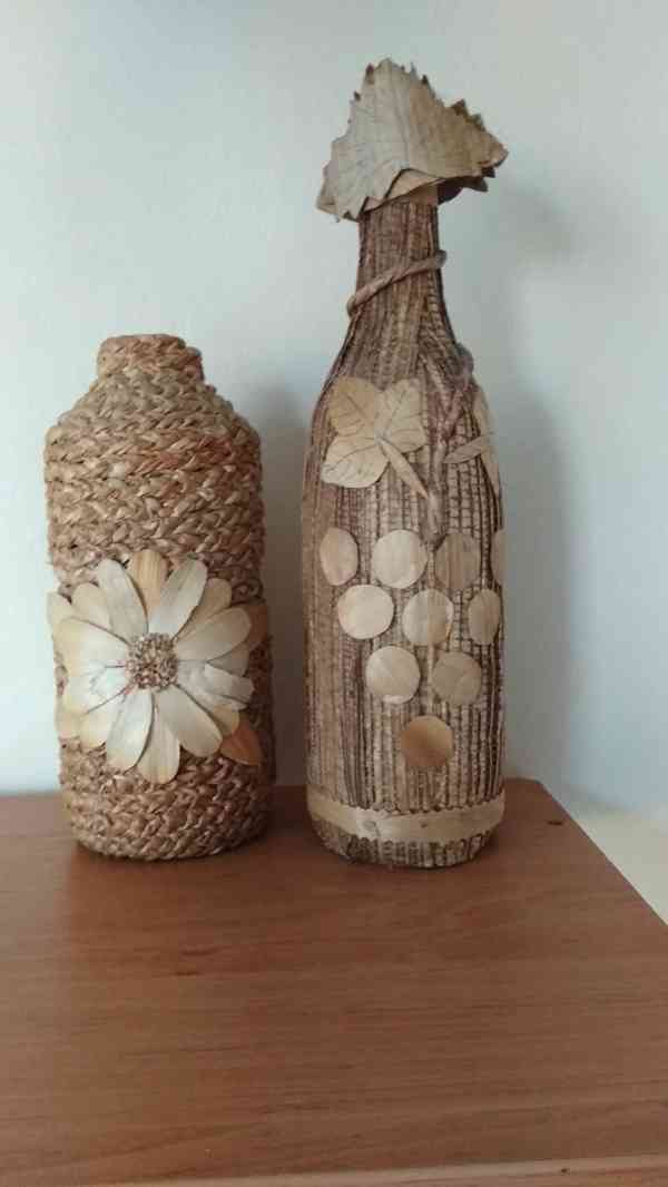 Váza, láhev na víno a ošatka z ostrova La Gomera: banánovník - foto 1