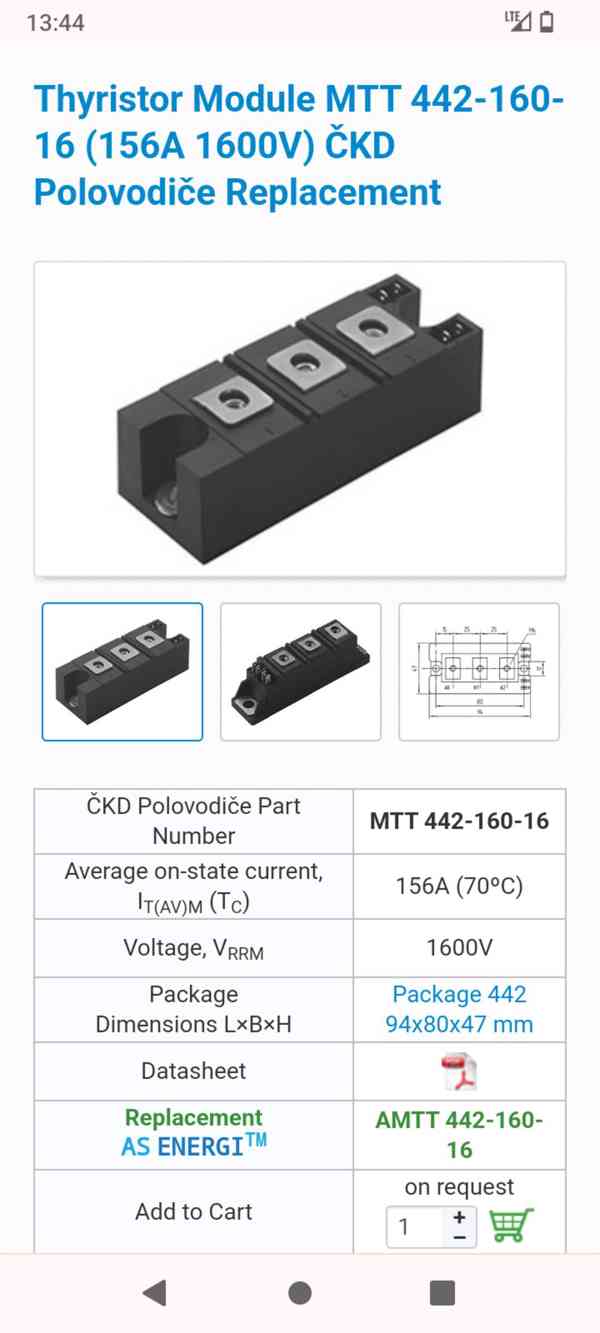 Tyristory MTT 442-160-12 LHO  160A - foto 3