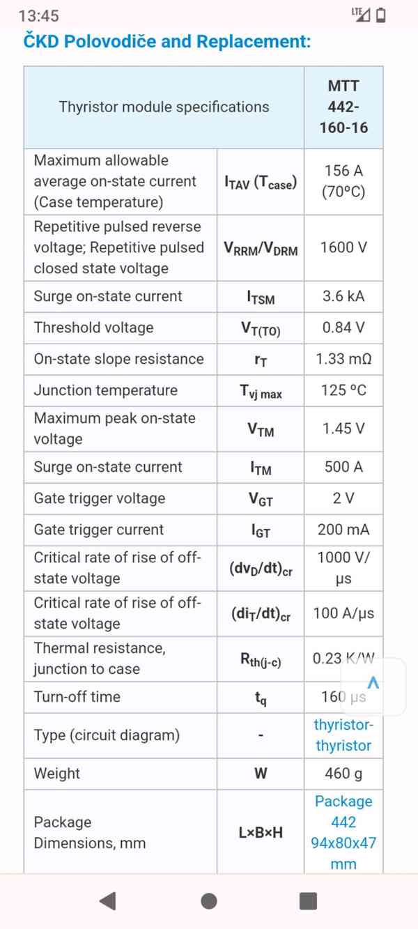 Tyristory MTT 442-160-12 LHO  160A - foto 7