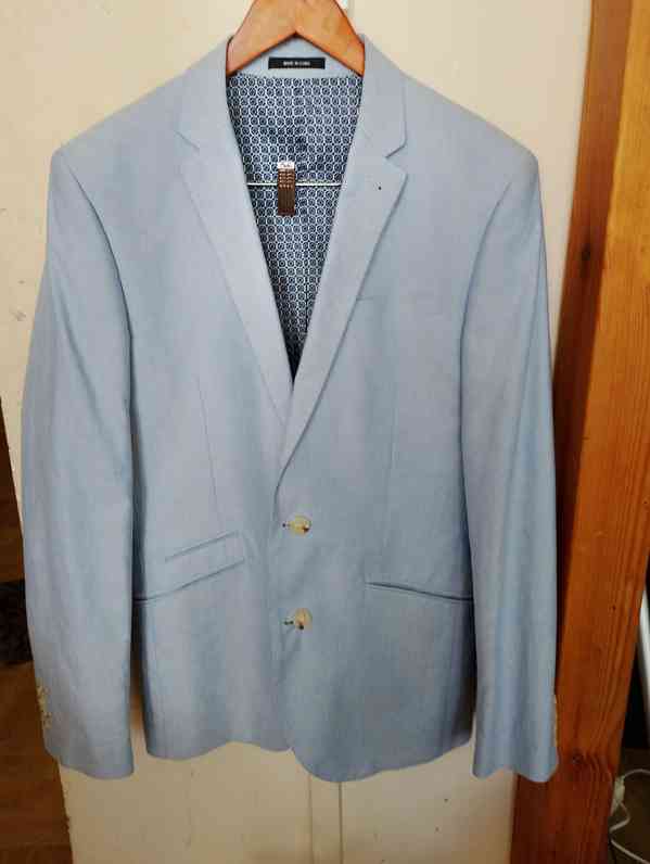 Luxusní pán. sv. modré sako M štíhlé (48-50) Cedar Wood St.