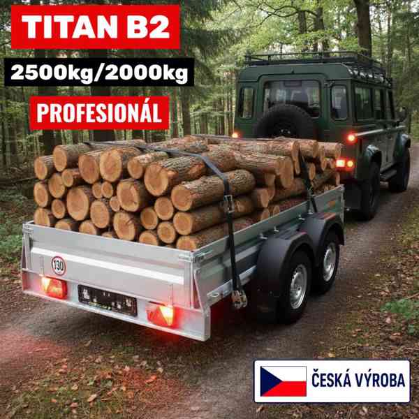 Nový brzděný přívěsný vozík 2000Kg, 3,0m x 1,5m, DPH - foto 1