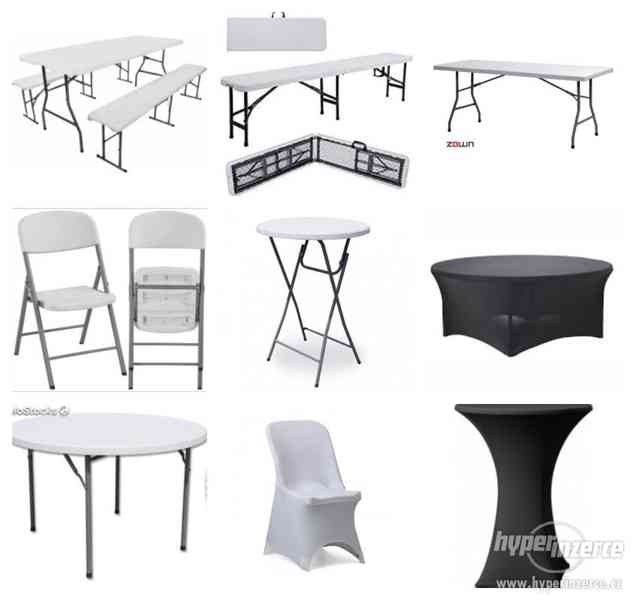 Skládací nábytek -židle, koktejlové stoly, pivní sety, atd - foto 1