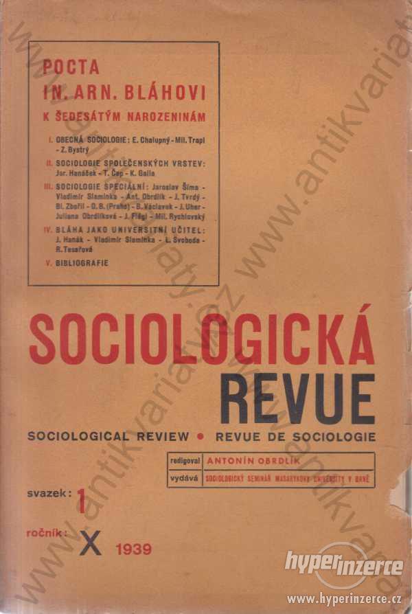 Sociologická revue Bláha, Fischer, Chalupný 1939 - foto 1