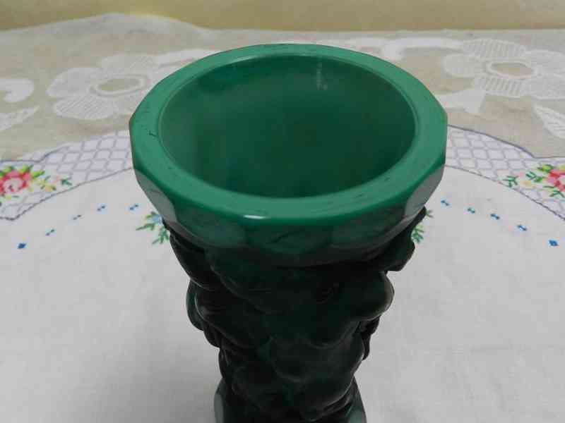 Hezká Art Deco zelená Váza Putti Malachit Jade  - foto 5