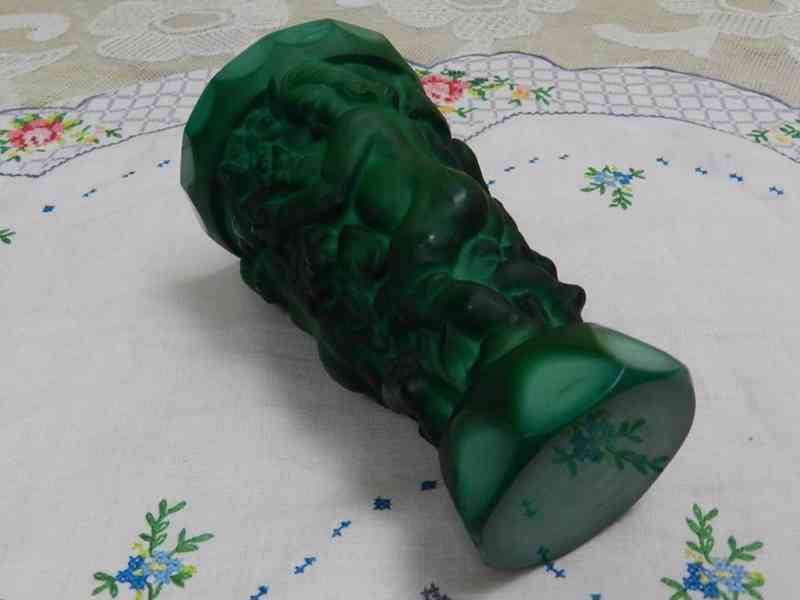 Hezká Art Deco zelená Váza Putti Malachit Jade  - foto 7