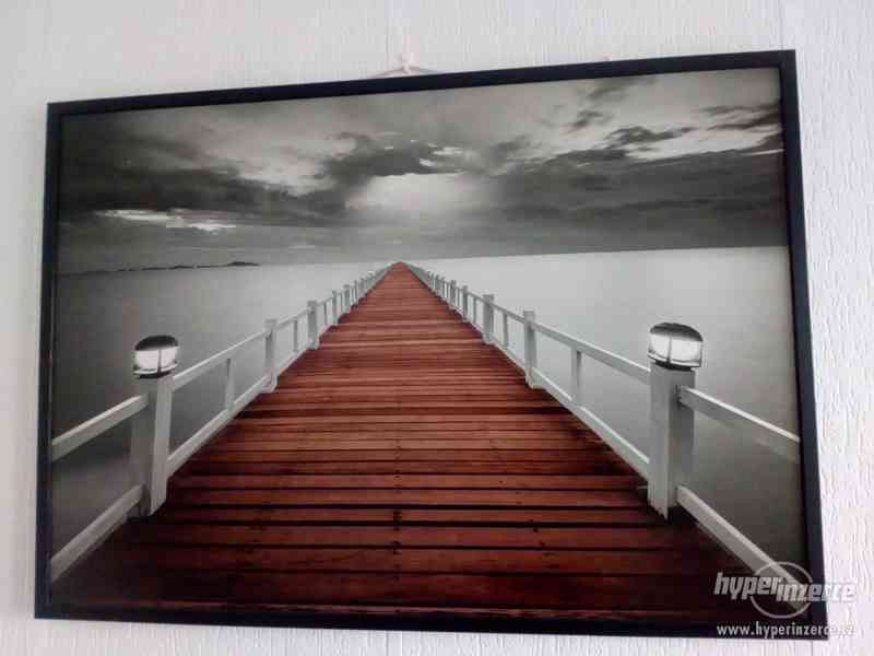 Velký obraz - most nad vodou, mořem - černý rám - foto 1