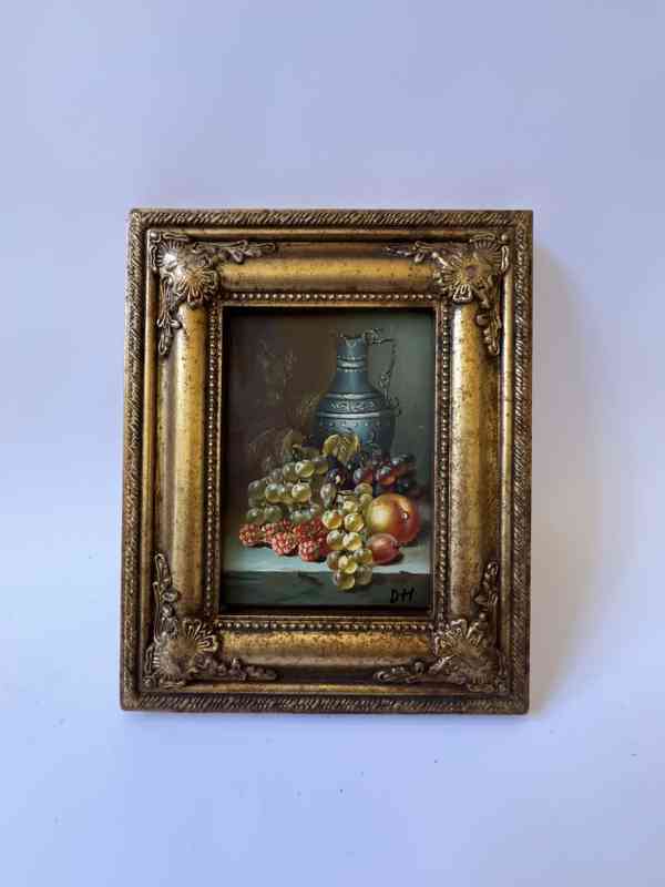 Džbán ovoce zátiší - obraz ve zlatém zdobeném rámu - foto 1