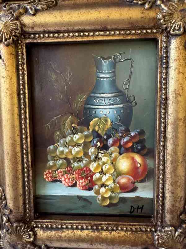 Džbán ovoce zátiší - obraz ve zlatém zdobeném rámu - foto 2