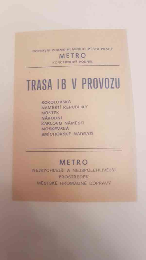 Informační leták DP Prahy, Metro zahájení provozu linky IB - foto 1