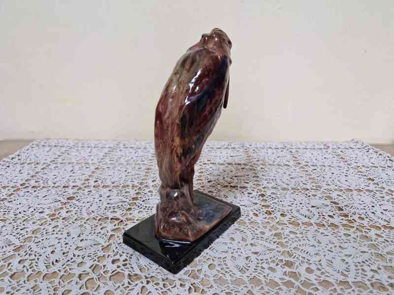 Krásná stará keramická plastika pták Marabu - foto 3