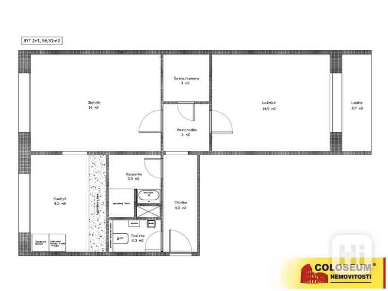 Mohelnice, DB 2+1, 56 m2, nevšední byt po rekonstrukci, lodžie, šatna – byt - foto 8