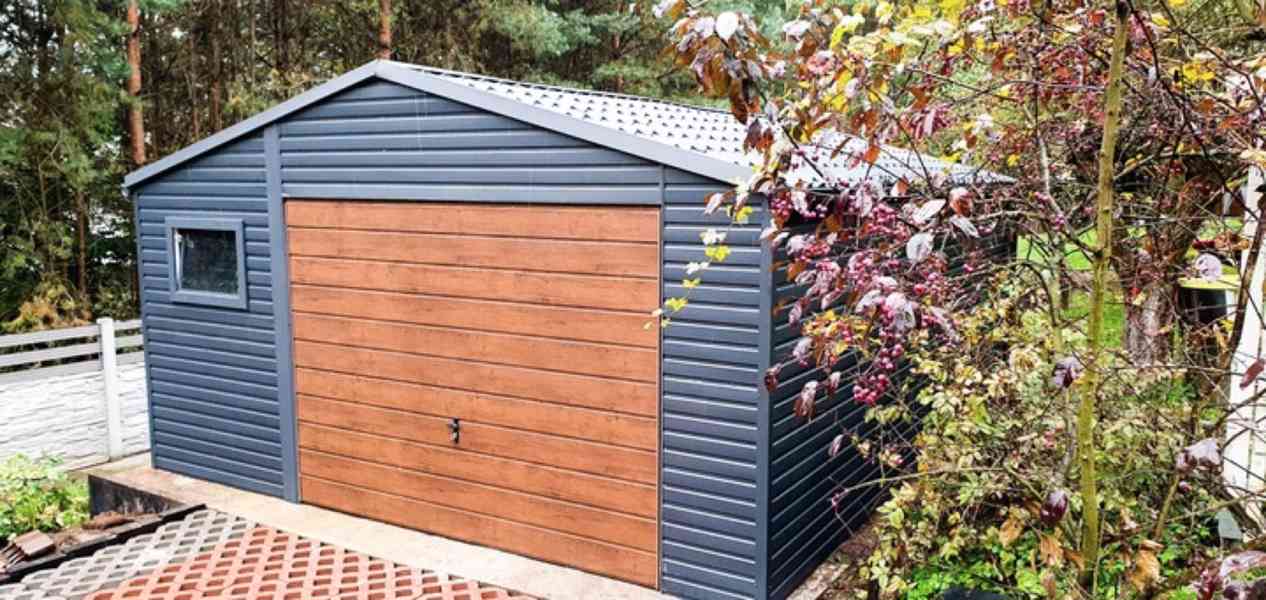 Plechová garáž 5m x 5m, sedlová střecha - vrata TS218   - foto 4