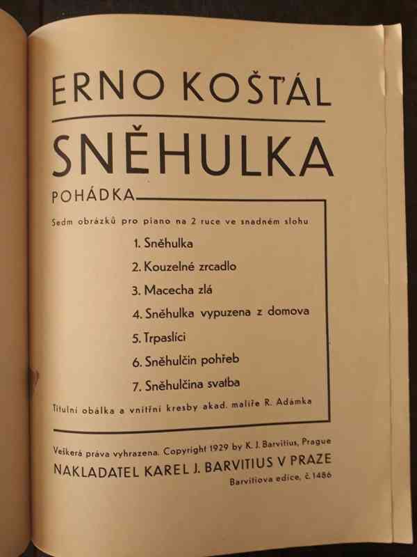  Sněhulka (Erno Košťál) - jednoduché skladby pro klavír  - foto 2