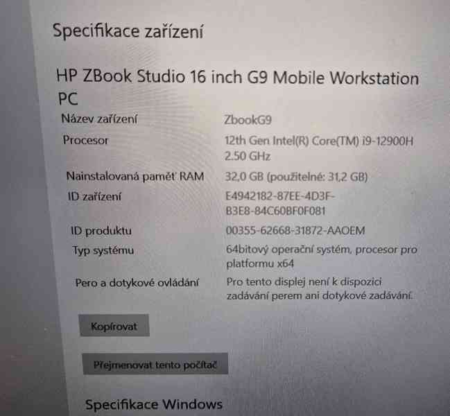 HP ZBook Studio 16 G9 16"/i9-12900H/32GB/512GB/RTXA2000 - foto 8