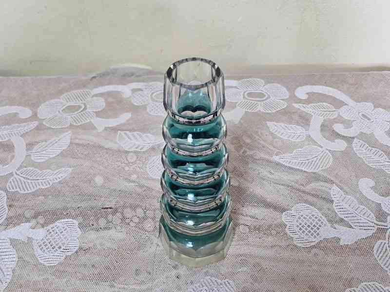 Autorská broušená zeleno modrá Váza - foto 2